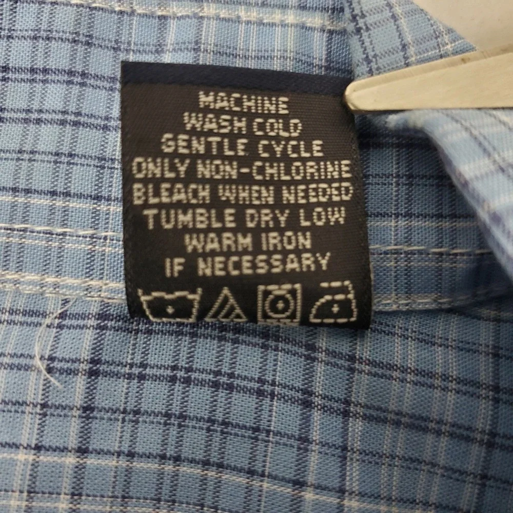 Dockers Mens XXL Blue White Plaid Short Sleeve Button Down Shirt Cotton Blend - Picture 5 of 8